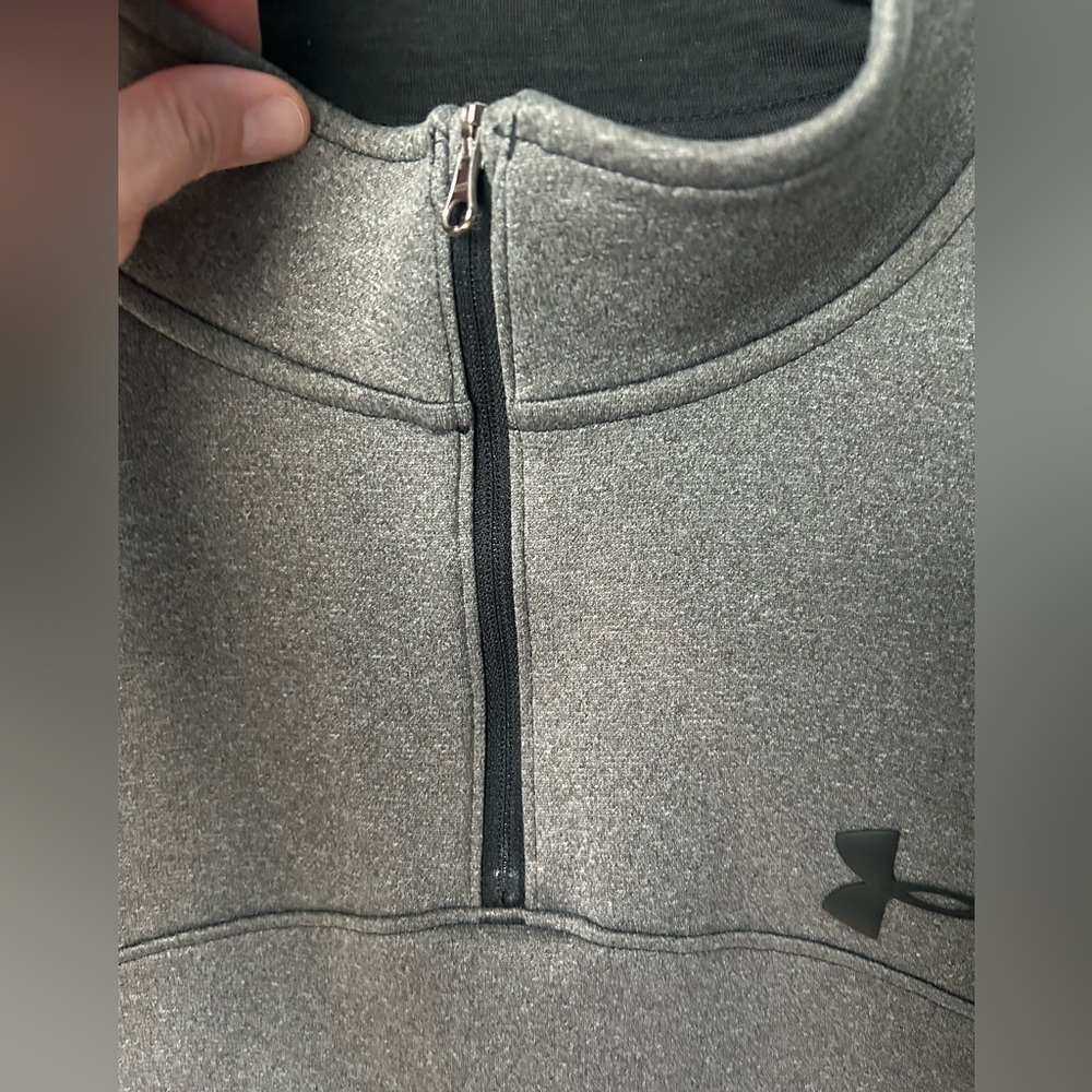 Under Armour Men’s Cold Gear Grey Pullover Fleece Size Large - Picture 10 of 11